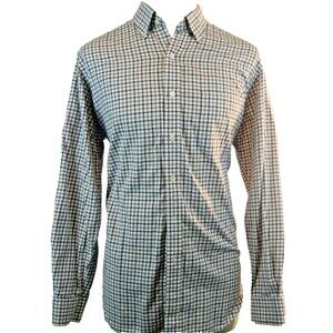 Mens Austin Reed Cotton Tan Checked Casual Shirt sz L